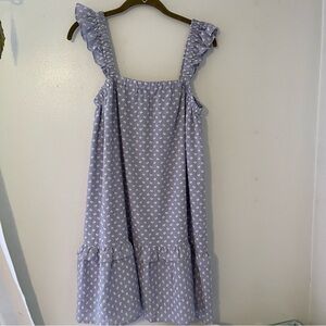 Pink Lily Blue Plaid Dress with White Floral Print Size Large